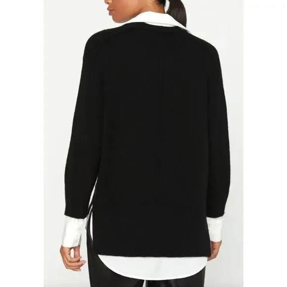 Brochu Walker Looker Layered V Neck Sweater Black Mixed Media XS - Picture 12 of 16